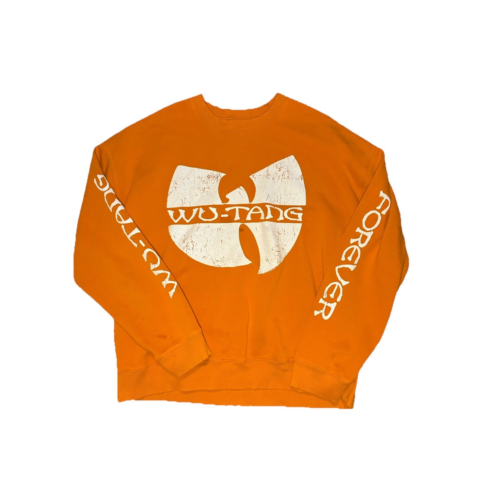 Vtg Wu Tang Crewneck Sweater Orange 90s Hip Hop Protect Ya Neck Spellout Mens Xl